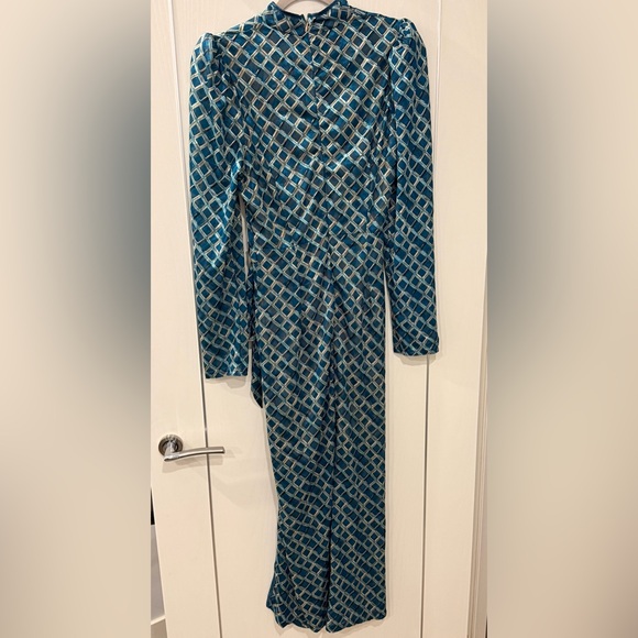 Elegant Blue Geometric Dress - Picture 2 of 3